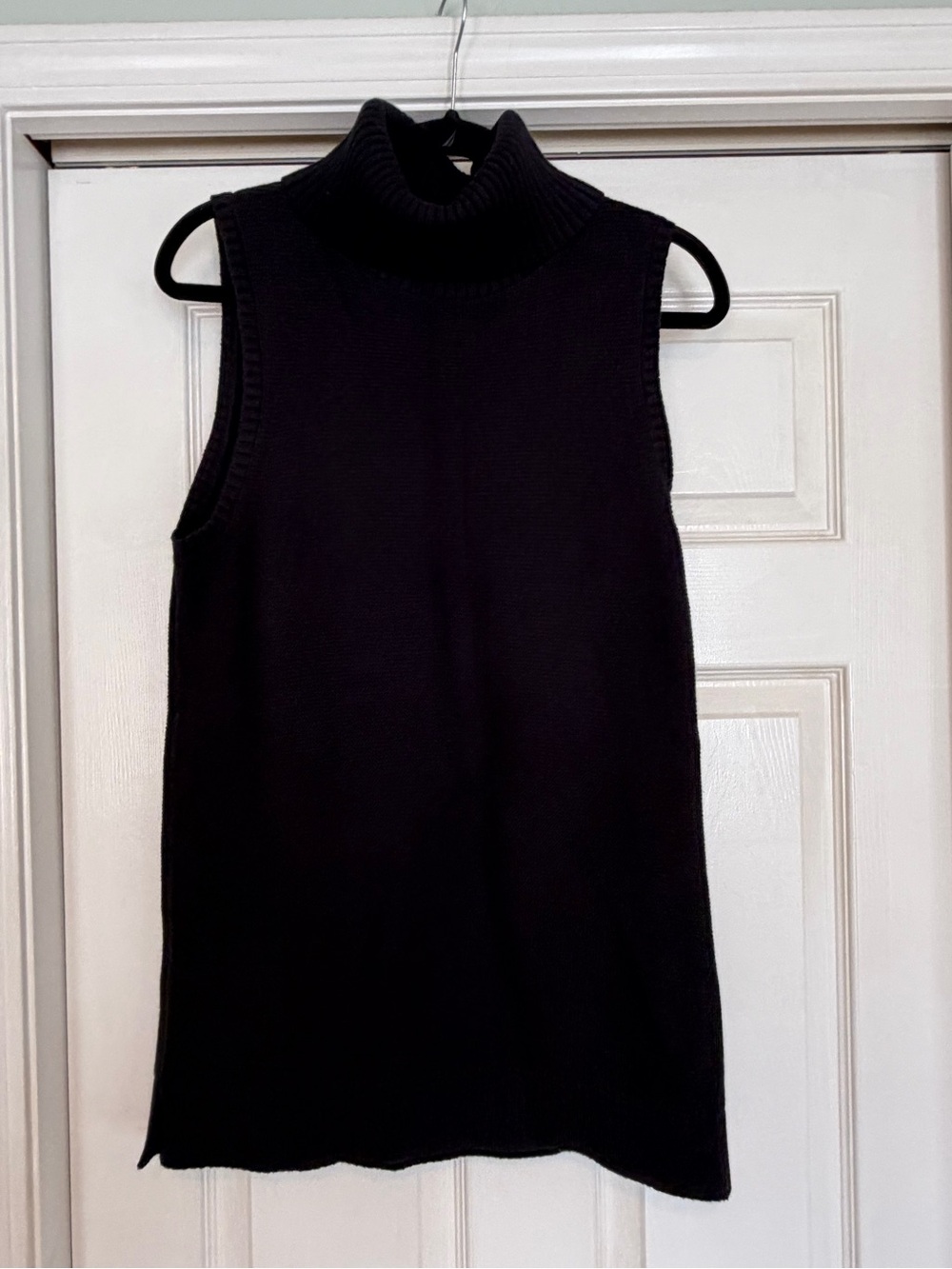 Sleeveless Turtleneck Tunic Knit Top - Black